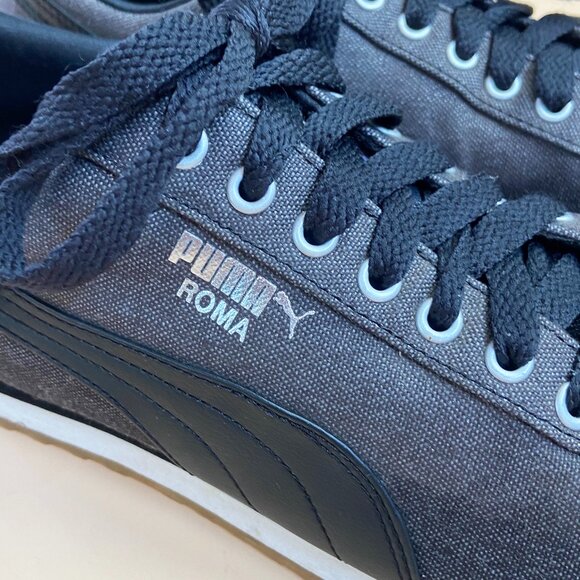 Puma Roma Sneakers - Black Canvas - Size 8.5 Mens/10 Womens - Picture 6 of 10
